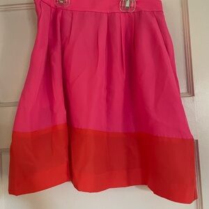 J. Crew Pink and Red Pleated A-Line Skirt for Cocktail